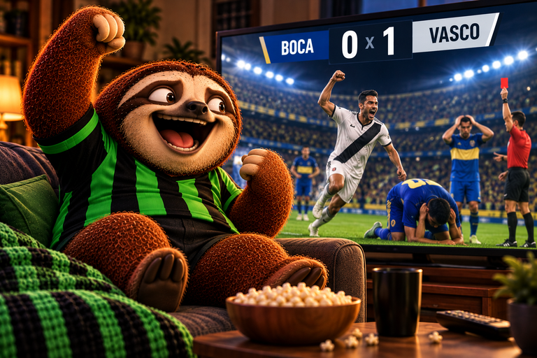 Vasco vence o Boca Juniors na Bombonera e deixa a final da Sul-Americana mais perto 1 Preguiça FC comemora a vitória do Vasco por 1 a 0 sobre o Boca Juniors na Bombonera pela Sul-Americana